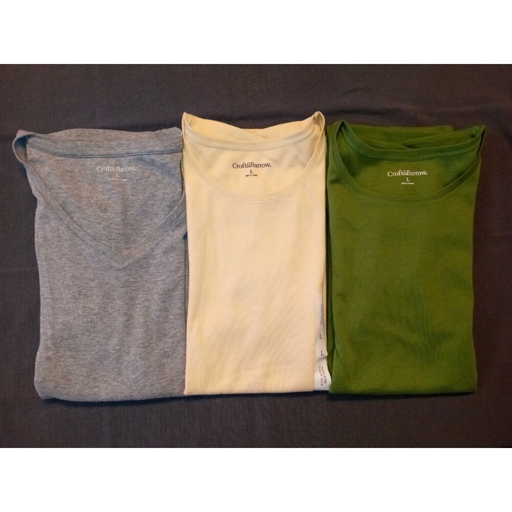 Croft & Barrow White Large Tee (New), Plus 2 Bonus Croft & Barrow L Tees